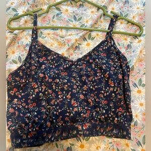 Navy Floral Crop Top